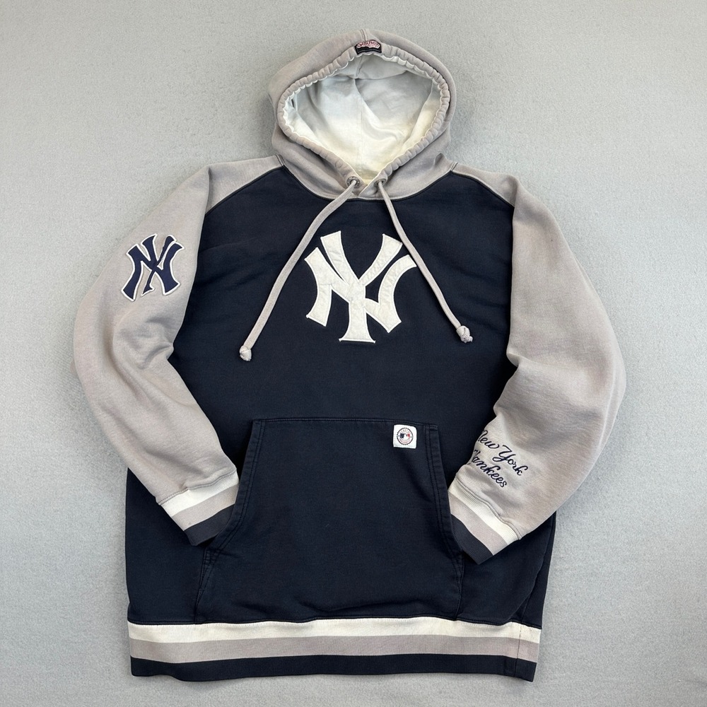 Stitches New York Yankees Hoodie Mens XL Navy Grey MLB Baseball Sweatshirt